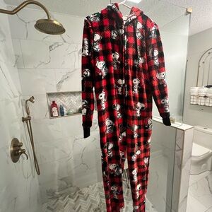 Red Plaid Snoopy Onesie